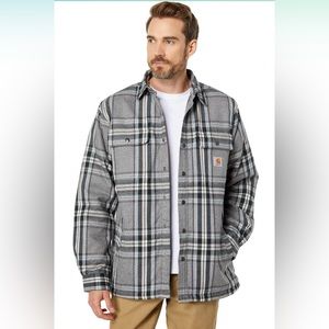 NWOT Carhartt Shirt Jacket Mens Flannel Sherpa Lined Shacket Snap Button Relaxed